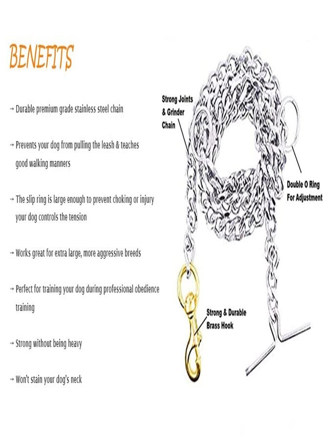 Pups&Pets Dogs Diamond Cut Grind no 6 Chain | Brass Hook Heavy Duty Chain Leash | Durable Chain Leash for Dog (X-Large) - Image 5